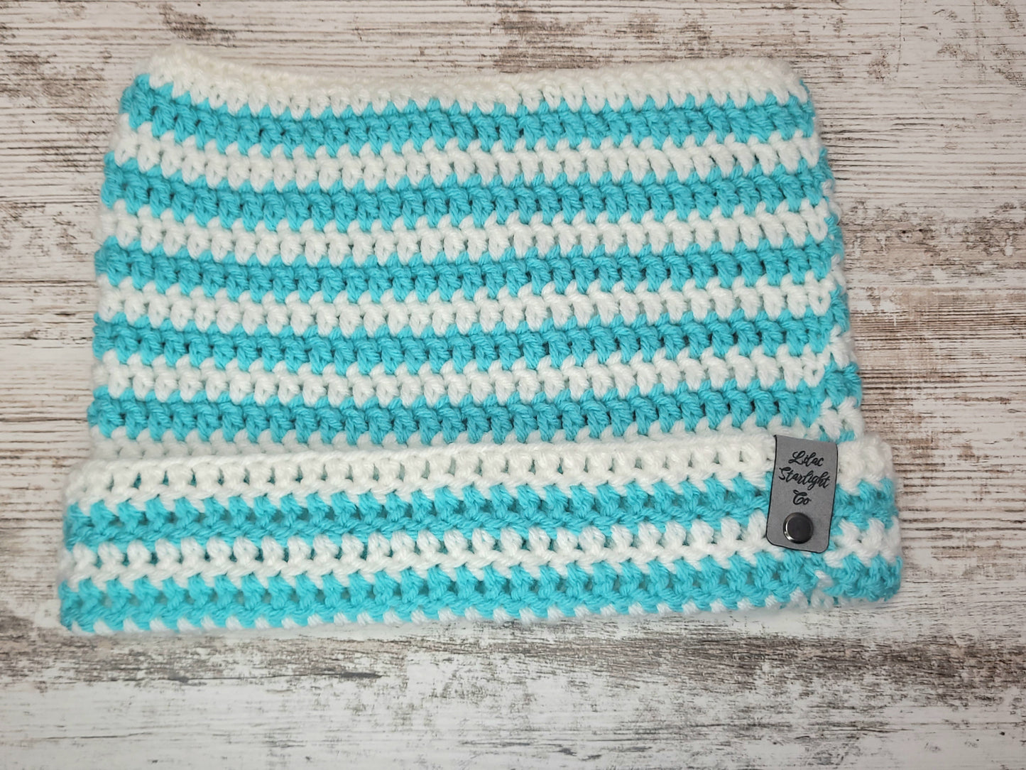 Cat Ear Beanie - White/Teal
