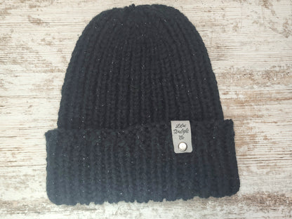 Chunky Knit Beanie - Black Sparkle