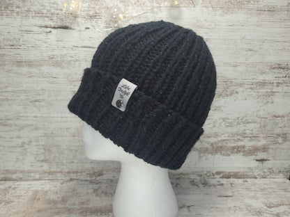 Chunky Knit Beanie - Black Sparkle